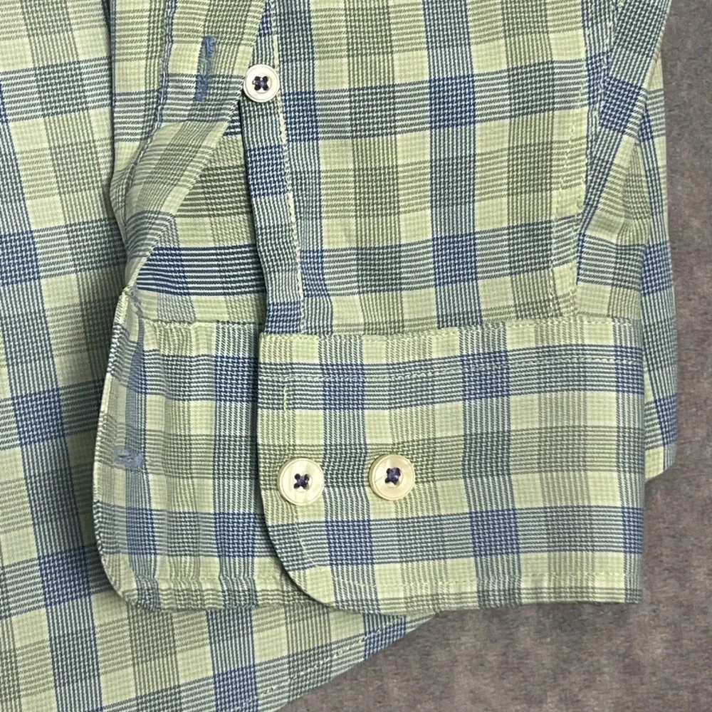UNTUCKit Button Down Shirt Mens XL Green Blue Plaid Relaxed Fit Long Slv